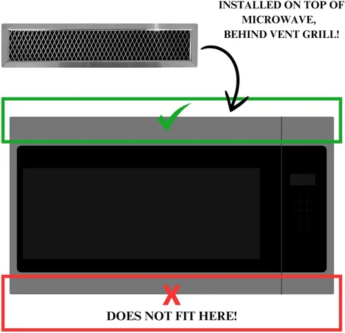 Vista 2 de Filtro de carbón para microondas compatible con los números de modelo Hotpoint RVM5160RH1SS, RVM5160RH2SS, RVM5160RH3SS