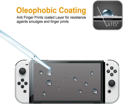Vista 4 de Supershieldz - Protector de pantalla de vidrio templado, diseñado para Nintendo Switch OLED (2021), 0.011 pulgadas, antiarañazos, sin burbujas