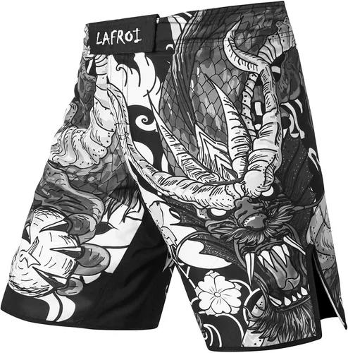 Vista 14 de LAFROI QJK01 Pantalones cortos para hombre, con cordón y 1 bolsillo, para artes marciales mixtas, cross training y boxeo Negro