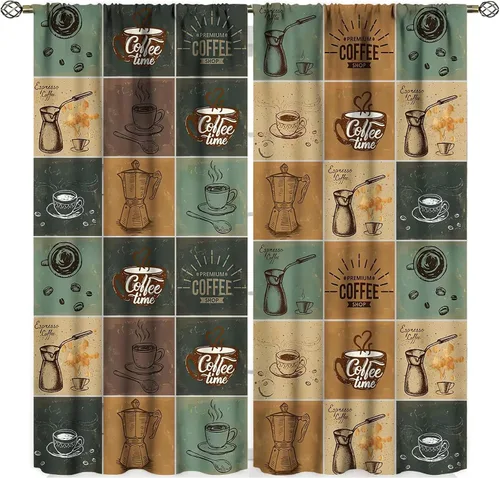 Vista 8 de Cortinas de cocina de chef, cortinas de cocina con tema de cocinero gordo para dormitorio, sala de estar, juego de 2 paneles de cortina de cocina a