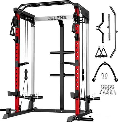 Vista 22 de C21 Power Cage 2000LBS Multi-Function Power Rack with Independent Dual Pulley System, All-in-One Squat Rack for Cable Crossover, Home Gym Workout