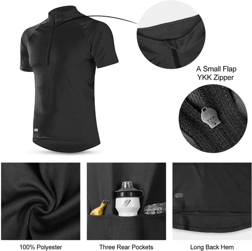 Vista 5 de INBIKE Maillots de ciclismo para hombre que absorbe la humedad, manga corta, secado rápido, camiseta de ciclismo de manga larga transpirable
