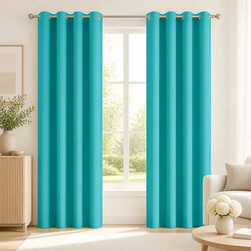 Vista 333 de Deconovo Cortinas opacas 100% con forro negro, cortinas con ojales aisladas térmicamente que reducen el ruido, doble capa para oscurecer