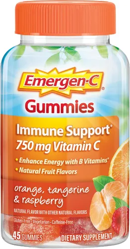 Vista 14 de Emergen-C Gomitas de vitamina C de 750 mg para adultos, gomitas de apoyo inmunológico, sin gluten, sabores de fresa, limón y arándanos, 45