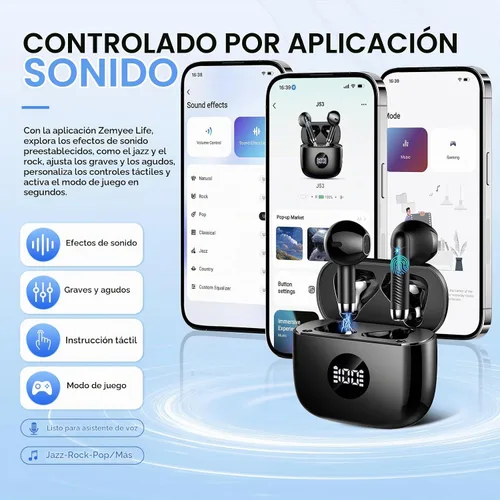 Vista 7 de Auriculares inalámbricos, auriculares Bluetooth 5.4, 32 ecualizadores a Negro (Aurora Black)