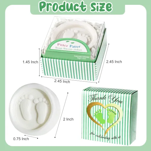 Vista 2 de AIXIANG Kit de 24 regalos para baby shower, jabón perfumado hecho a mano para pies de bebé