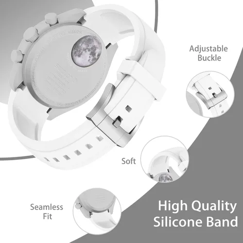 Vista 4 de Tovimall Correas para reloj Moonswatch, correa de silicona curvada sin huecos, compatible con reloj Omega X Swatch Moonswatch Speedmaster de 0.78
