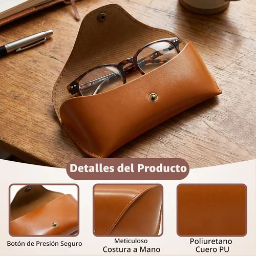 Vista 3 de Funda para gafas de sol compatible con Ray-Ban, cuero marrón