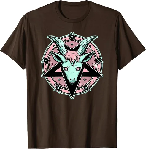 Vista 52 de Camiseta Kawaii Paste Creepy Goat Pentacle, Negro