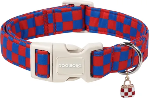 Vista 22 de DOGWONG Collar para perro de San Valentín, collar ajustable de algodón con corazón de caramelo azul, perfecto para perros pequeños a medianos