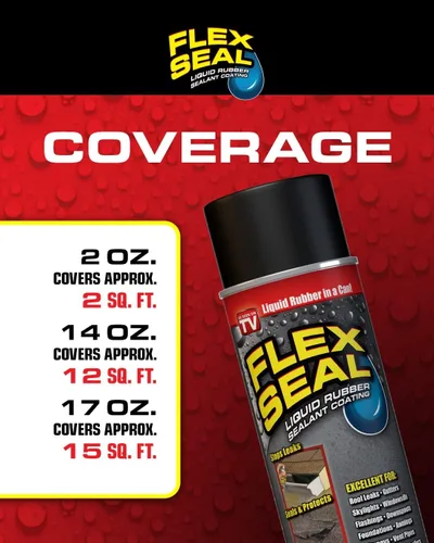 Vista 4 de Flex Seal Mini, transparente, detiene fugas al instante, revestimiento de goma impermeable en aerosol, tamaño de viaje, perfecto para canalones