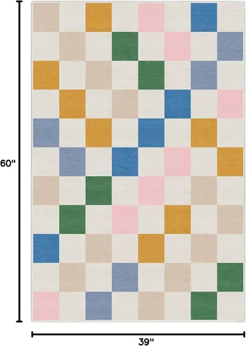 Vista 2 de Well Woven Apollo Flatwoven Modern Squares Alfombra multicolor de 3 pies 3 pulgadas x 5 pies para niños