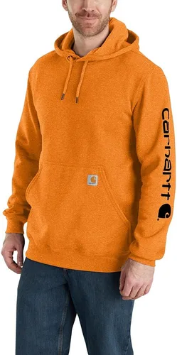 Vista 17 de Carhartt Sudadera de ajuste holgado para hombre con logotipo en la manga, de peso medio, gráfica, liquidación Terreno ámbar