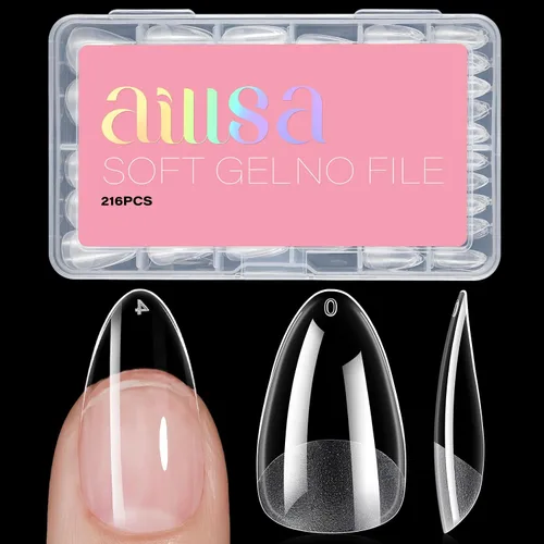 Vista 19 de AILLSA Puntas de uñas de bailarina, puntas de uñas de gel transparente
