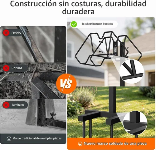 Vista 3 de Giraffe Tools Soporte para manguera de jardín con 4 picos con capacidad