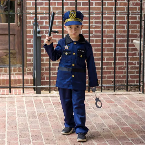 Vista 7 de ReliBeauty Disfraz de policía para niños disfraz de Halloween para niños
