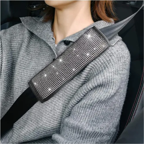 Vista 8 de Almohadillas para cinturón de seguridad de coche brillantes, 2 piezas, fundas para cinturón de seguridad de coche con cristales de strass