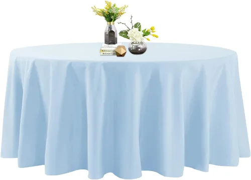 Vista 121 de Mantel de poliéster lavable de 132 pulgadas, resistente a las manchas y a las arrugas, mantel decorativo para mesa de comedor, fiestas de bufé