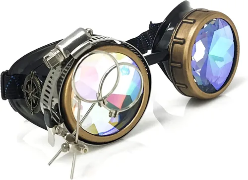 Vista 52 de Lentes estilo victoriano Steampunk con diseño de brújula, lentes de colores y lupa ocular