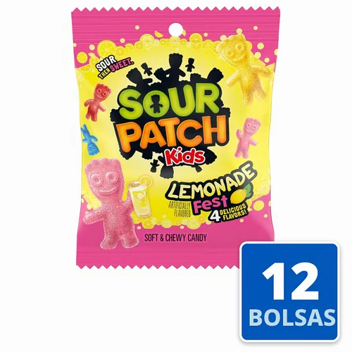 Vista 4 de SOUR PATCH KIDS Lemonade Fest - Caramelos de gomita suaves y masticables, caramelos a granel, 12 bolsas
