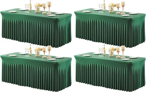 Vista 54 de Paquete de 1 manteles azul bebé para mesas rectangulares de 4 pies, cubiertas de mesa de spandex elástico de una pieza resistentes a las arrugas