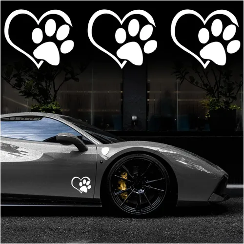 Vista 7 de BELOMI Calcomanía de vinilo de corazón de perro con diseño de pata de perro, paquete de 3 calcomanías con estampado de patas de cachorro