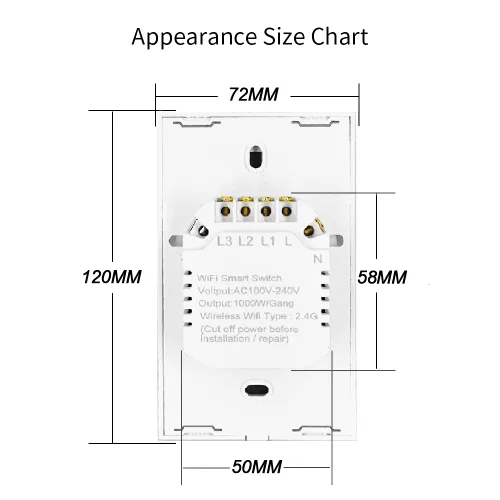 Vista 7 de Tuya WiFi Smart Wall Light Switch Pantalla de cristal Panel de sensor táctil Control eléctrico inalámbrico por control de voz Negro 1 banda
