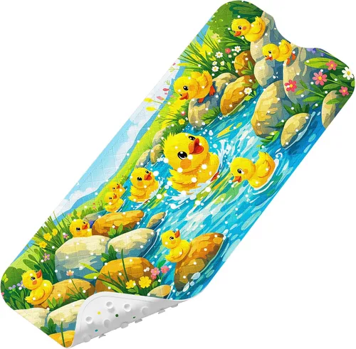 Vista 16 de Tapete de Baño para Bebé Mejorado con Dibujos Animados Antideslizante - 40"x16" Extra Largo Tapete de Bañera para Bebé Ecológico Duradero Tapete