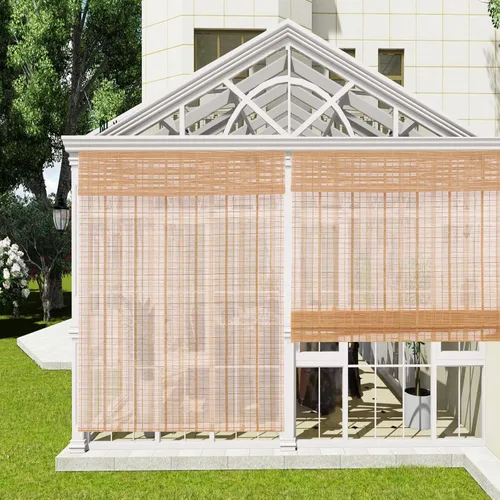 Vista 8 de Persianas romanas de bambú, persianas opacas personalizadas con forro, persianas naturales 100% bambú para ventanas, patrón 2501