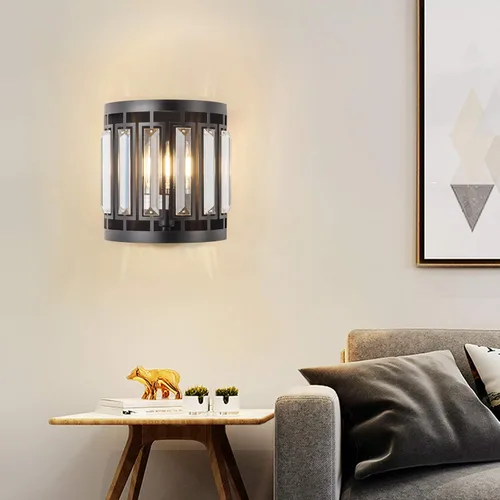 Vista 7 de Moderno aplique de pared de cristal 1xE26, lámpara de pared negra K9, lámpara de pared de cristal para pasillo, puerta, dormitorio, sala de estar