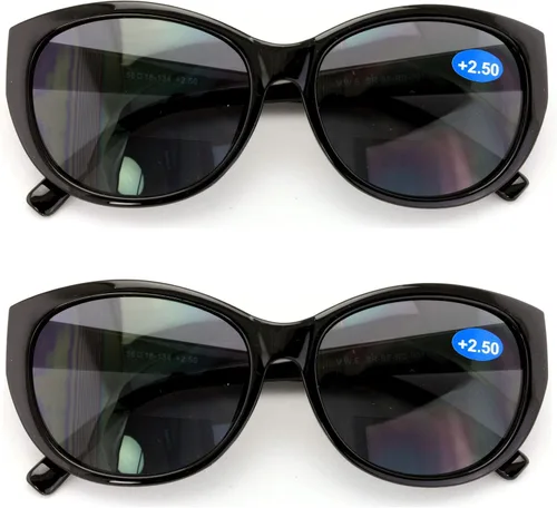 Vista 10 de 2 pares de lentes de sol de lectura bifocales para mujer Cateye Vintage Jackie Oval
