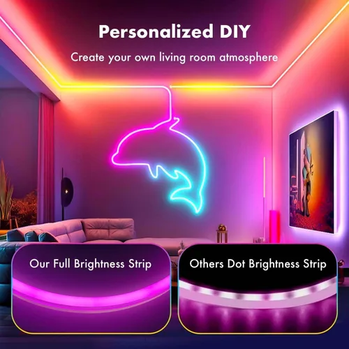 Vista 5 de Luces de tira de neón L8star, luces de cuerda de neón LED de 32.8 pies/10m con control remoto APP, luces de tira de neón LED flexibles impermeables