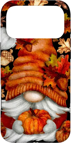 Vista 21 de iPhone 13 Lindo gnomo de Acción de Gracias calabaza otoño árbol otoño hojas caso