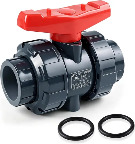 Vista 12 de Válvula de bola de unión de PVC, 1-1/2 pulgadas (DN40) Válvula de bola de unión verdadera de flujo completo con junta tórica ASTM EPDM, enchufe