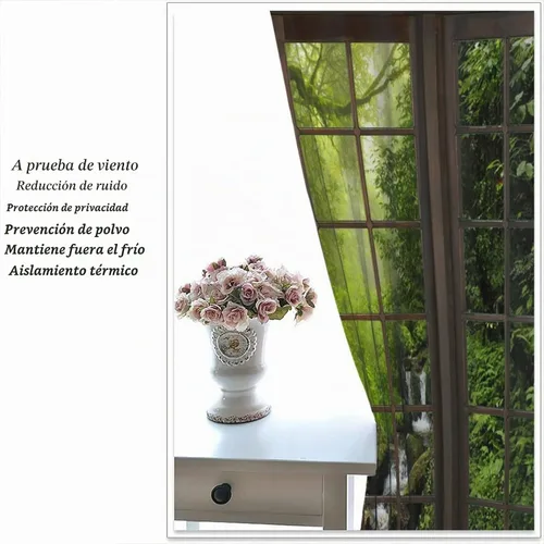 Vista 5 de Cortinas con Vista Natural, Estampado de Patrón de Río y Bosque Hermoso para Ventana, Cortinas Oscuras Aisladas para Dormitorio o Sala de 2 Paneles