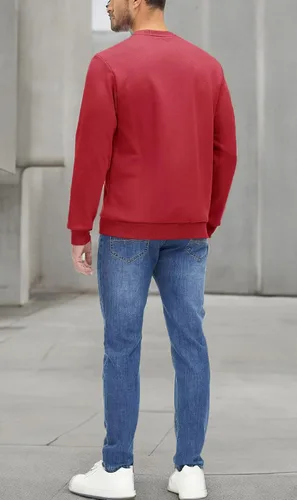 Vista 72 de MAGCOMSEN Sudadera de cuello redondo para hombre de manga larga casual cálida de forro polar