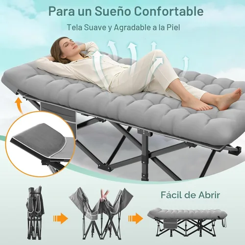 Vista 3 de Suteck Catre plegable XXL de 32 pulgadas, catres de dormir resistentes de 32 pulgadas gris ceniza