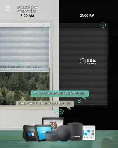 Vista 4 de Yoolax Persianas motorizadas con control remoto, persianas eléctricas de cebra para ventanas de interior, oscurecimiento de habitación inteligentes
