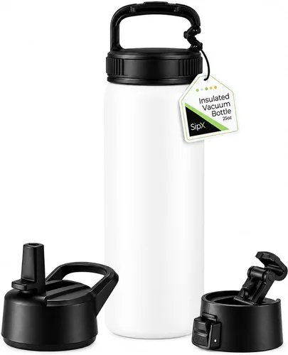 Vista 54 de SIPX™ Botella de Agua Aislada de 18 oz con 3 Tapas – Acero Inoxidable a Prueba de Fugas, Triple Aislamiento – Frío 24 Horas/Caliente 12 Horas – Negro
