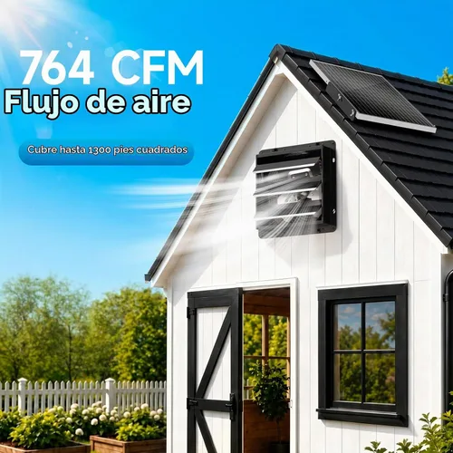 Vista 2 de Hon&Guan Ventilador de escape solar de 10 pulgadas con adaptador de CA, 647 CFM, panel de 30 W, termostato y control de 4 velocidades