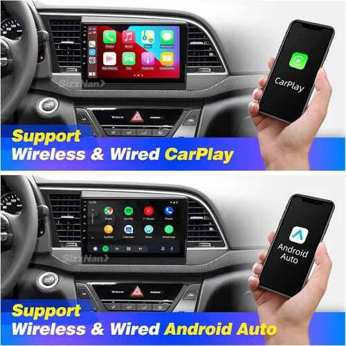 Vista 2 de para Elantra 2016 2017 2018 Android pantalla táctil compatible con Carplay inalámbrico Android Auto, radio de coche estéreo Bluetooth navegación