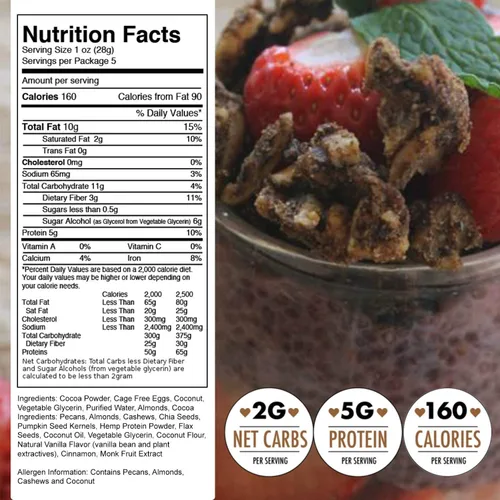 Vista 2 de Keto Paleo Granola You Are Loved Foods Deliciosos racimos de nueces y semillas 2G de carbohidratos netos 5G de proteína 160 calorías Sin