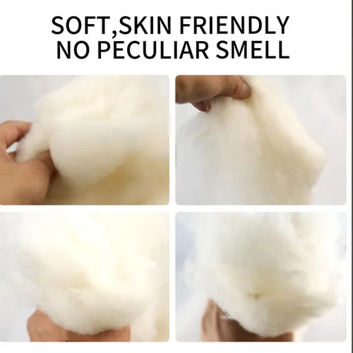 Vista 8 de Relleno de lana natural para animales de peluche, relleno de bateo de lana 100% orgánica para almohadas, cojines, fieltro, costura, ultra suave e