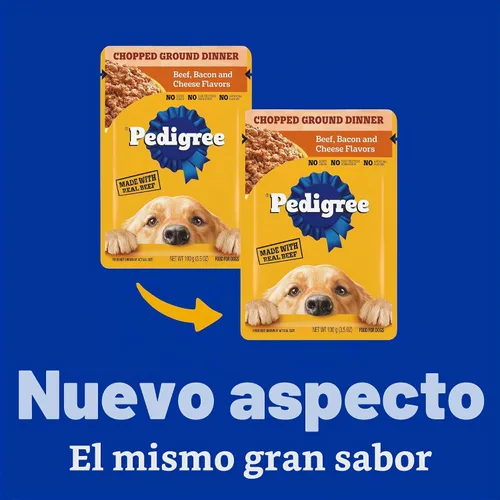 Vista 3 de Pedigree - Bolsa de comida húmeda para perros, carne de res y tocino, 3.5 onzas, 16