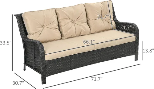 Vista 8 de Patio Couch,Rattan Three Seat Sofa RX192