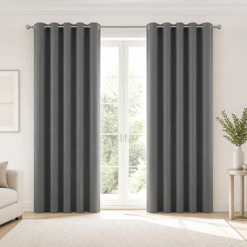 Vista 30 de Deconovo Cortinas opacas 100% con forro negro, cortinas con ojales aisladas térmicamente que reducen el ruido, doble capa para oscurecer