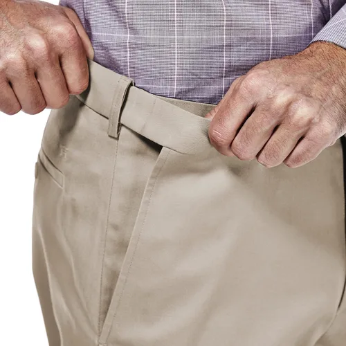 Vista 4 de Haggar Men's Premium No Iron Khaki Classic Fit Expandable Waist Flat Front Pant Reg. and Big & Tall Sizes