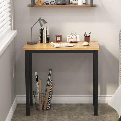 Vista 4 de sogesfurniture BHUS-AC3BB-8040 - Escritorio de oficina resistente con certificación BIFMA, teca y negro, BHUS-AC3BB-8040