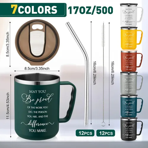 Vista 2 de Lallisa 12 Piezas Regalos de Reconocimiento para Empleados al Por Mayor Taza de Café de Viaje de 17 oz con Tapa y Asa para Mujeres Regalos