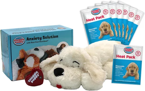 Vista 10 de Snuggle Puppy - Juguete original para cachorros con pulso y paquete de calor de sensación real, ayuda calmante para dormir para la ansiedad